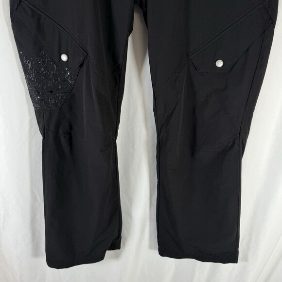 Eddie Bauer Fleece Lined Pants Women's 8 Petite Black Button Snap Cargo Pockets - Picture 3 of 13